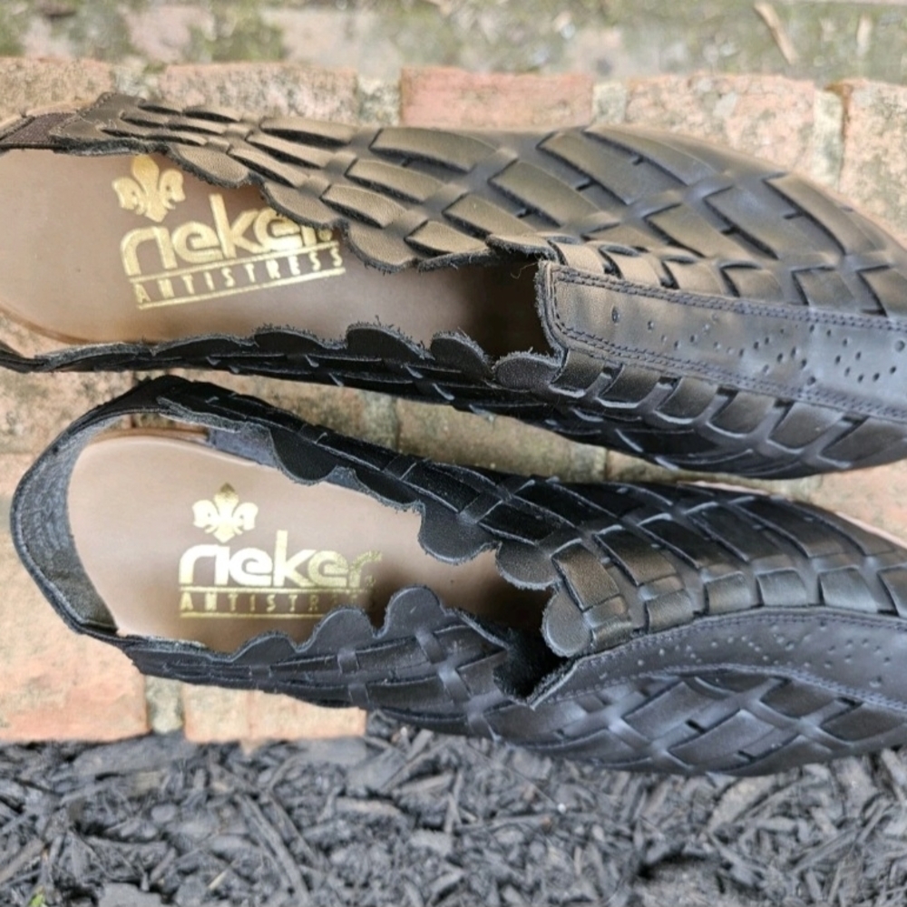 Reiker Sina Womens Black Woven Leather Sandals Size 41/US 9.5 - Picture 3 of 8